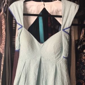 Geeen and blue seersucker dress